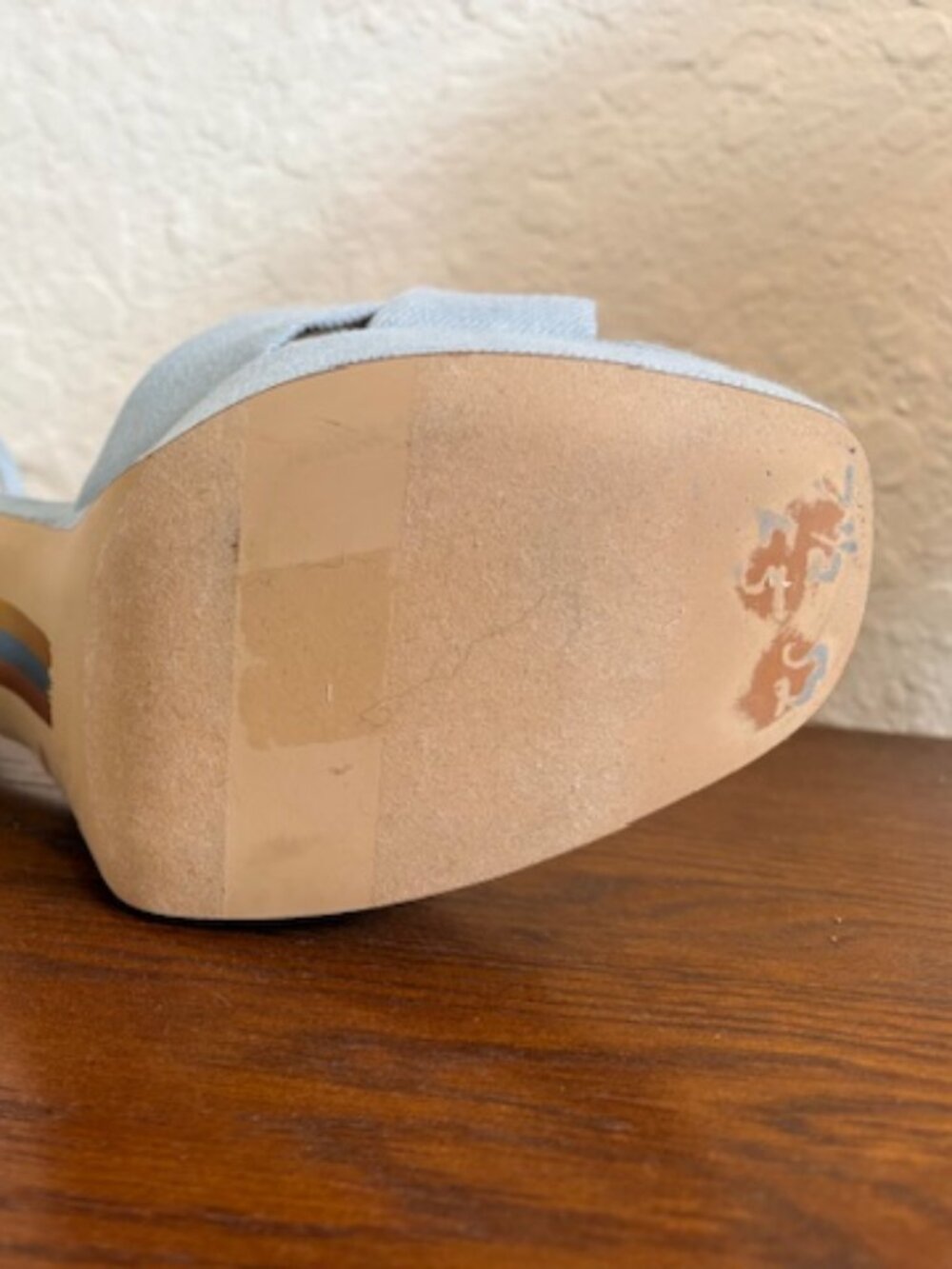 Sam Edelman Womens Jullian Platform Sandals 7.5 Block Heel Lt Blue Open Toe NEW - Picture 7 of 7